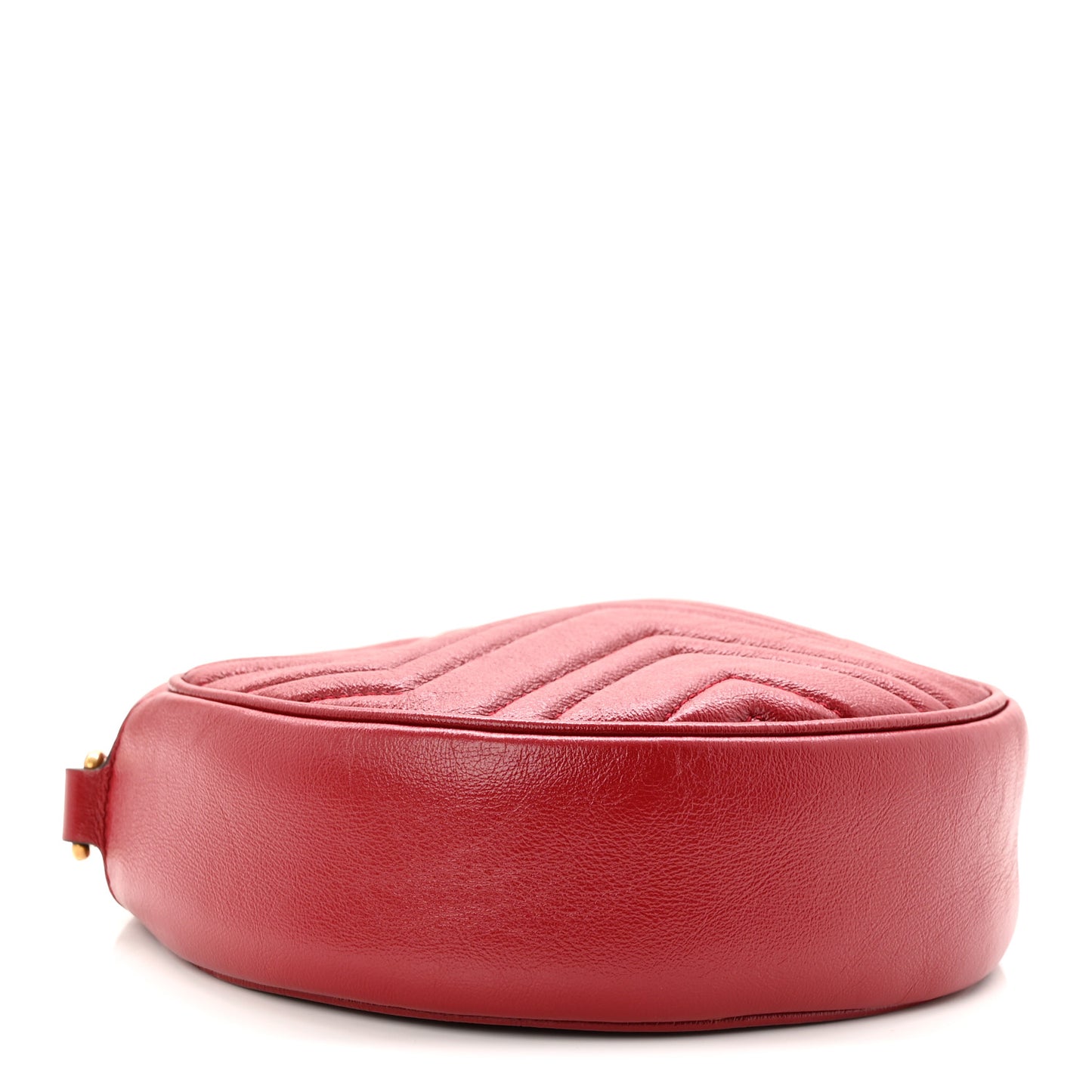 Glazed Calfskin Matelasse Heart Mini GG Marmont Round Shoulder Bag Romantic Cerise