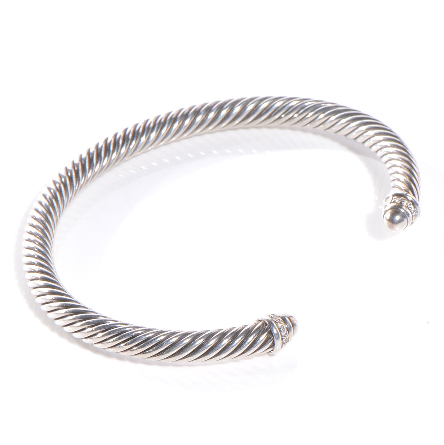 Sterling Silver Diamond 5mm Cable Classics Dome Bracelet