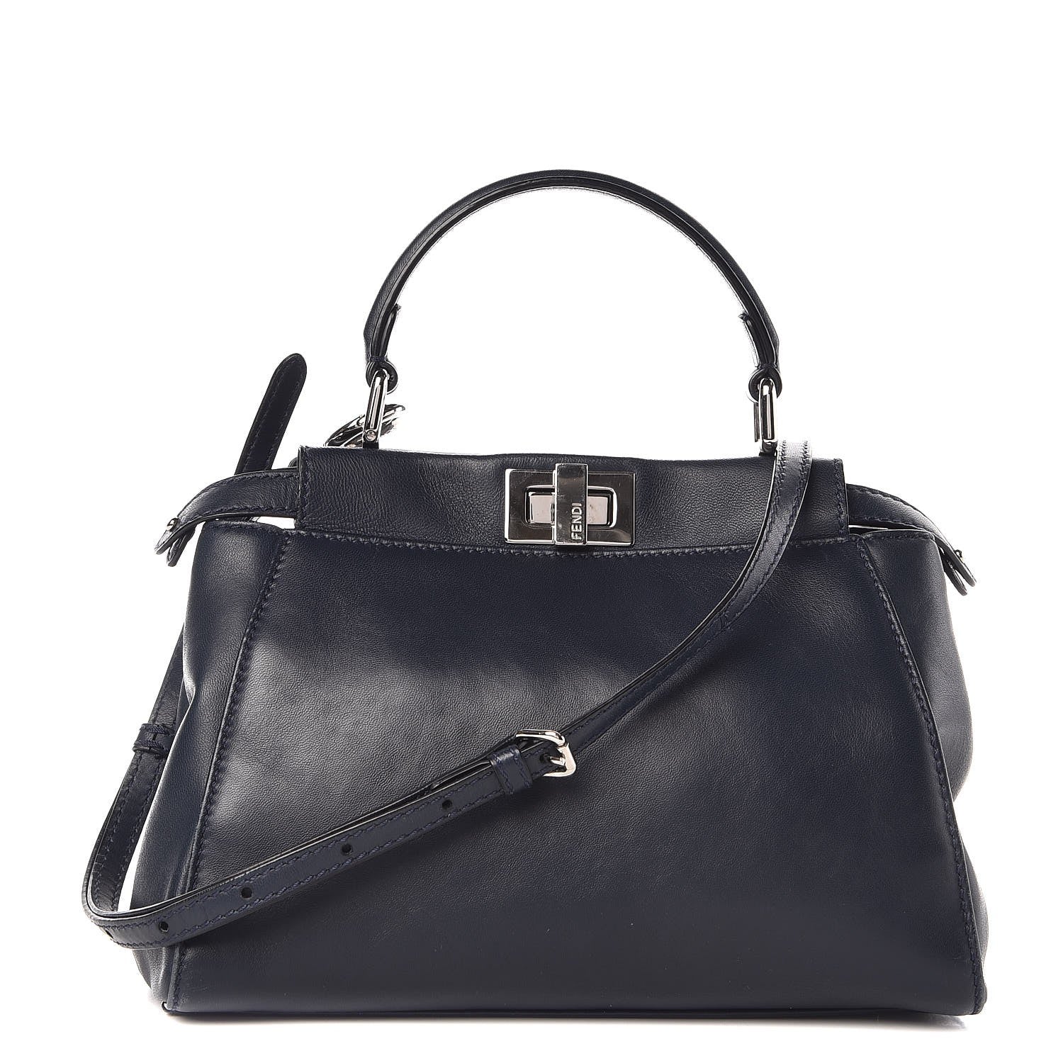 Fendi Nappa Mini Peekaboo Iconic Satchel Dark Blue 1 of 16
