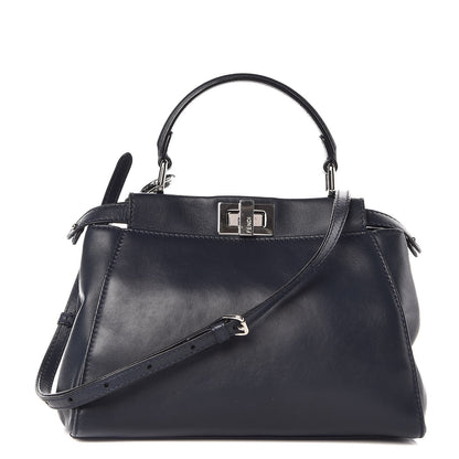 Fendi Nappa Mini Peekaboo Iconic Satchel Dark Blue 1 of 16