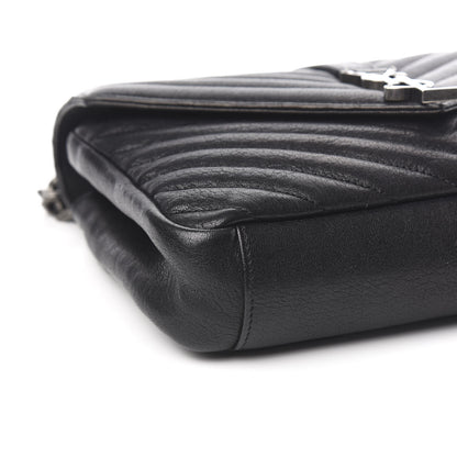 Saint Laurent Sheepskin Matelasse Chevron Monogram Medium College Bag Black 9 of 11