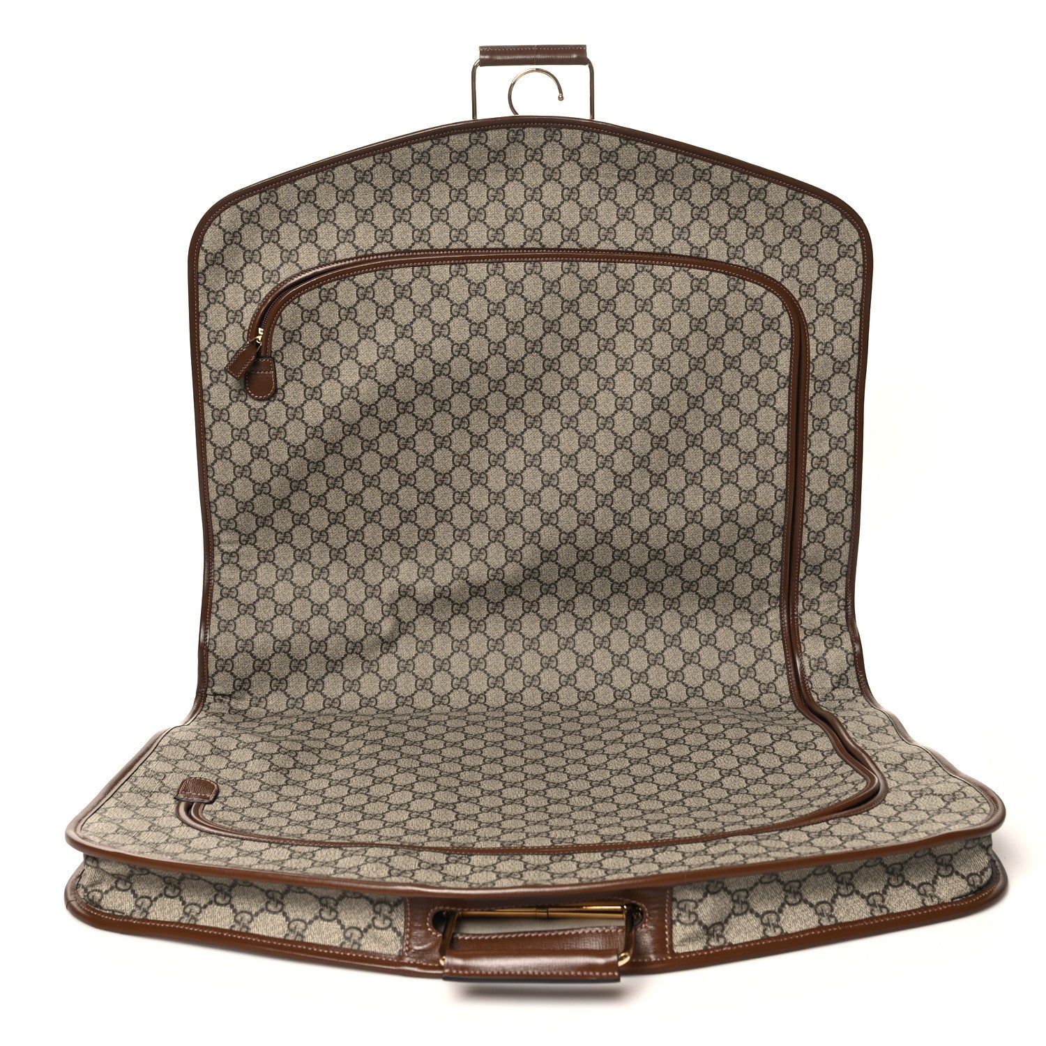 Gucci GG Supreme Monogram Azalea Calfskin Retro Interlocking G Hanger Garment Bag Beige Ebony Brown Sugar 4 of 11