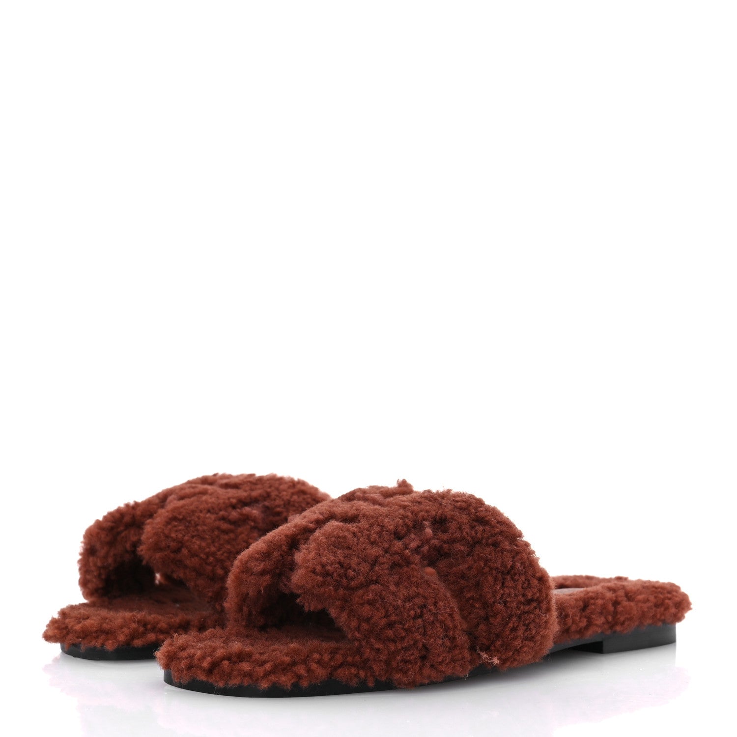Hermes Woolskin Oran Sandals 37 Cognac 4 of 12