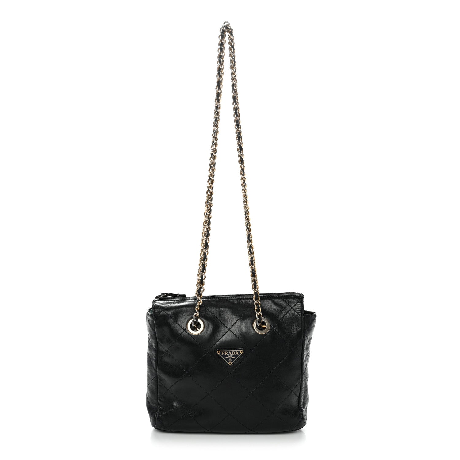 Prada Nappa Quilted Chain Shoulder Bag Navy 1 of 11