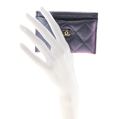 Chanel Iridescent Caviar Quilted Card Holder Dark Blue 2 of 9