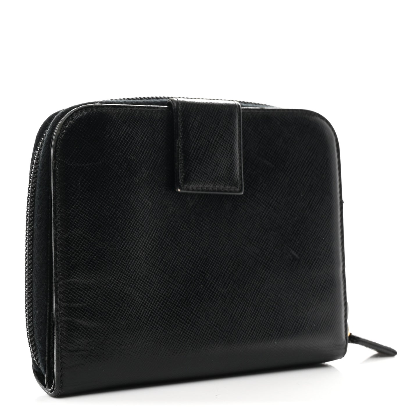 Saffiano Compact Zip Around Wallet Black