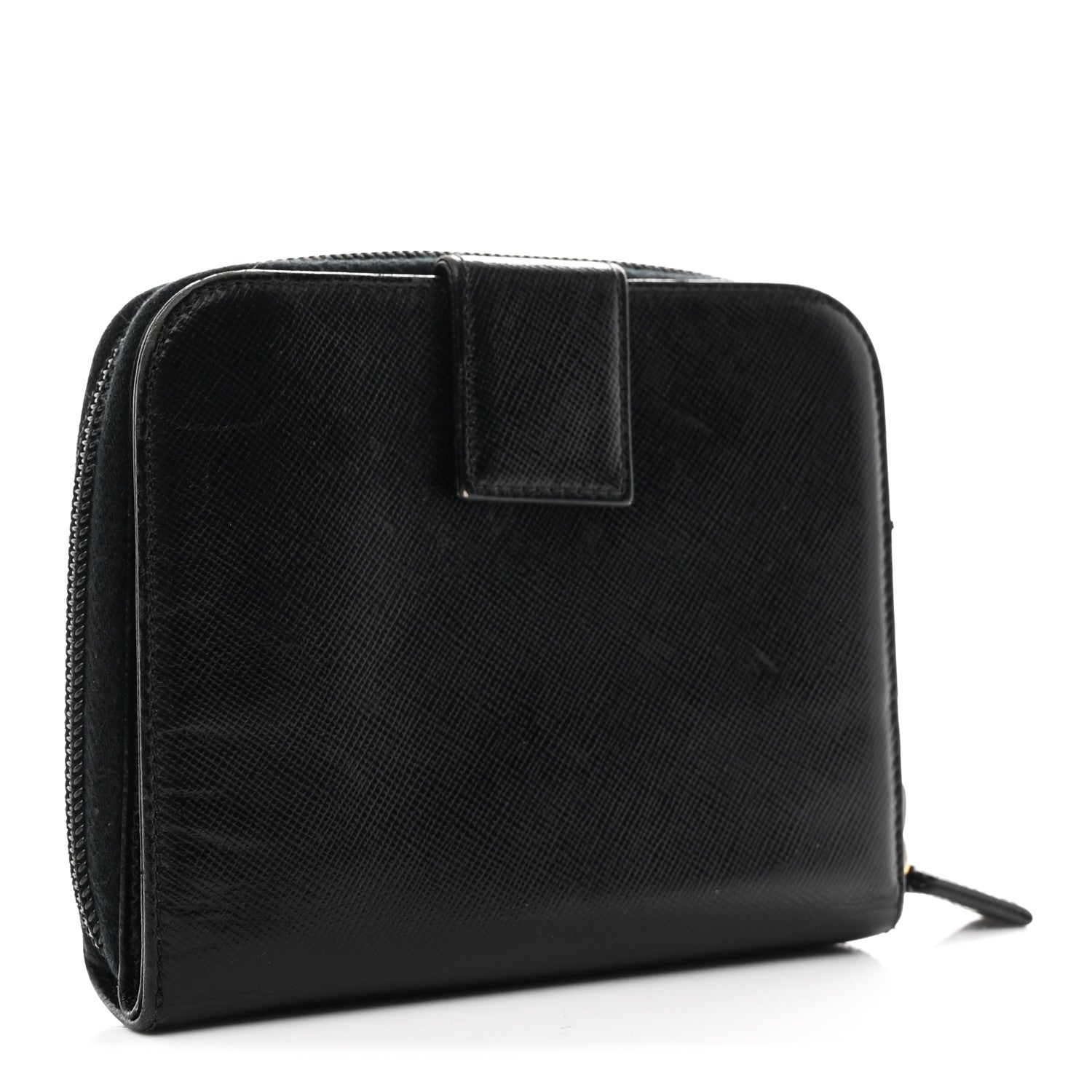 Prada Saffiano Compact Zip Around Wallet Black 3 of 10