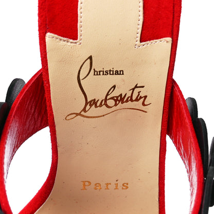 Christian Louboutin Veau Velours Tres Pansy 85 Slide Sandals 36.5 Red Black 7 of 8