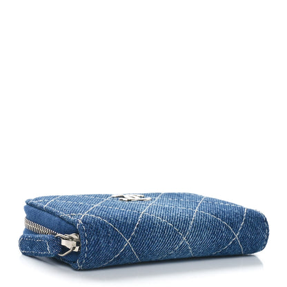 Chanel Denim Quilted Zip Coin Purse Blue 4 of 11