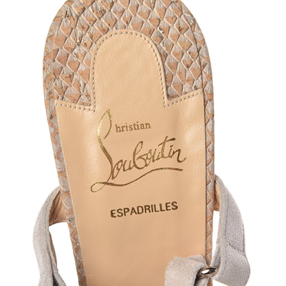 Christian Louboutin Veau Velours Cork Embossed Cataclou 140 Wedge Sandals 41 Colombe 6 of 7