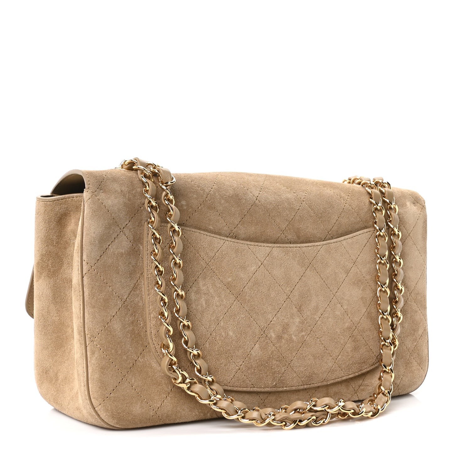 Suede Calfskin Small Souplissimo Maxi Flap Dark Beige