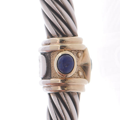 David Yurman Sterling Silver 14K Yellow Gold Blue Topaz Lapis Lazuli 5mm Cable Renaissance Station Bracelet 5 of 5