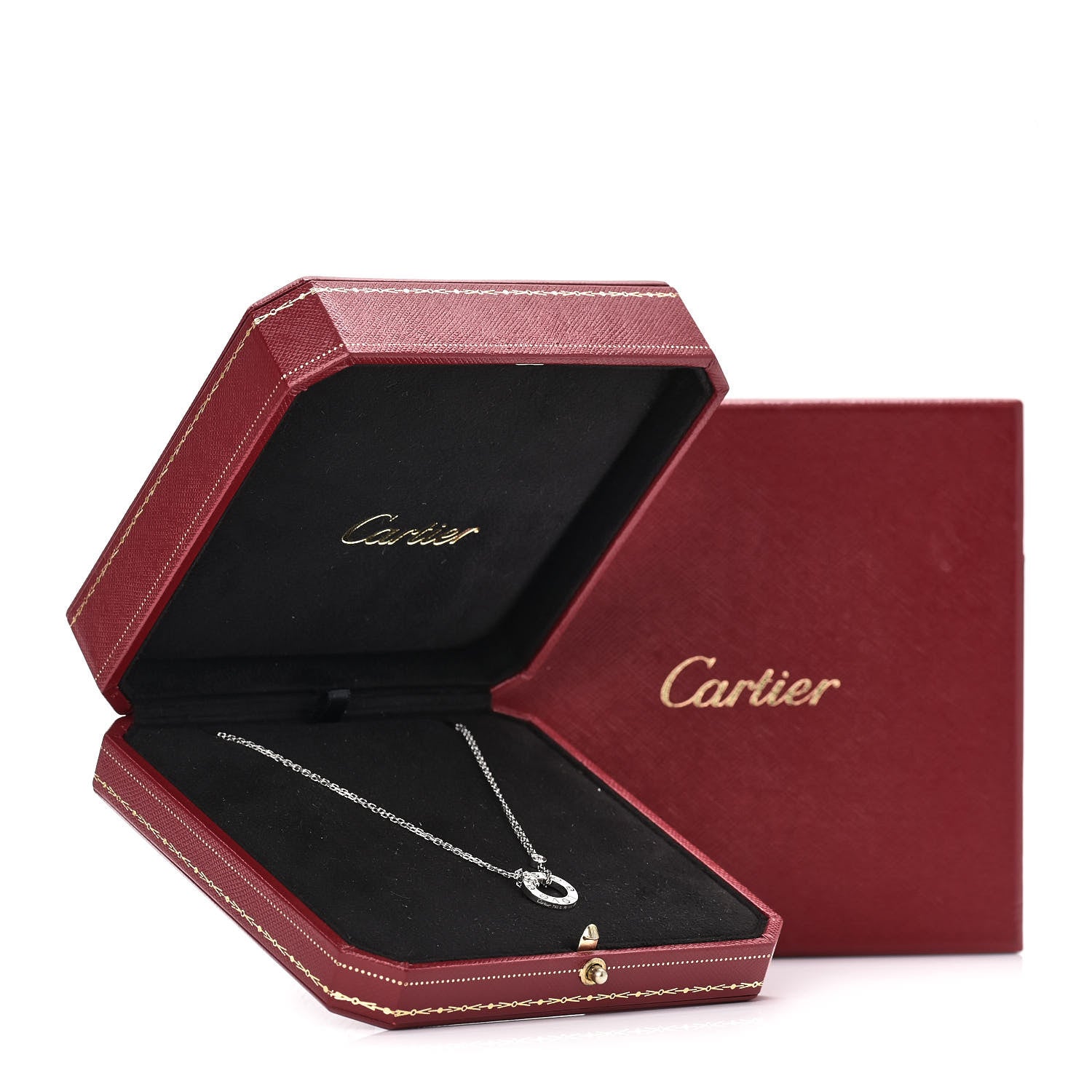 Cartier 18K White Gold 2 Diamond LOVE Necklace 7 of 7