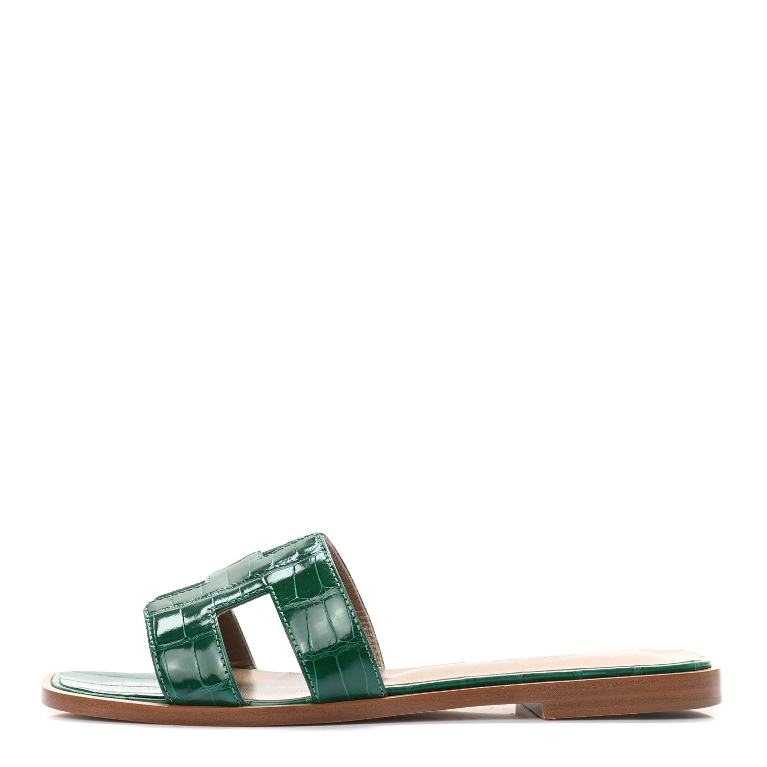 Hermes Shiny Alligator Oran Sandals 36 Emeraude 1 of 9