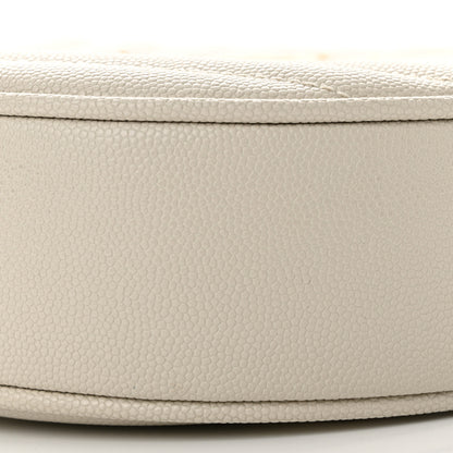 Saint Laurent Grain De Poudre Matelasse Chevron Quilted Round Vinyle Camera Bag Crema Soft 10 of 11