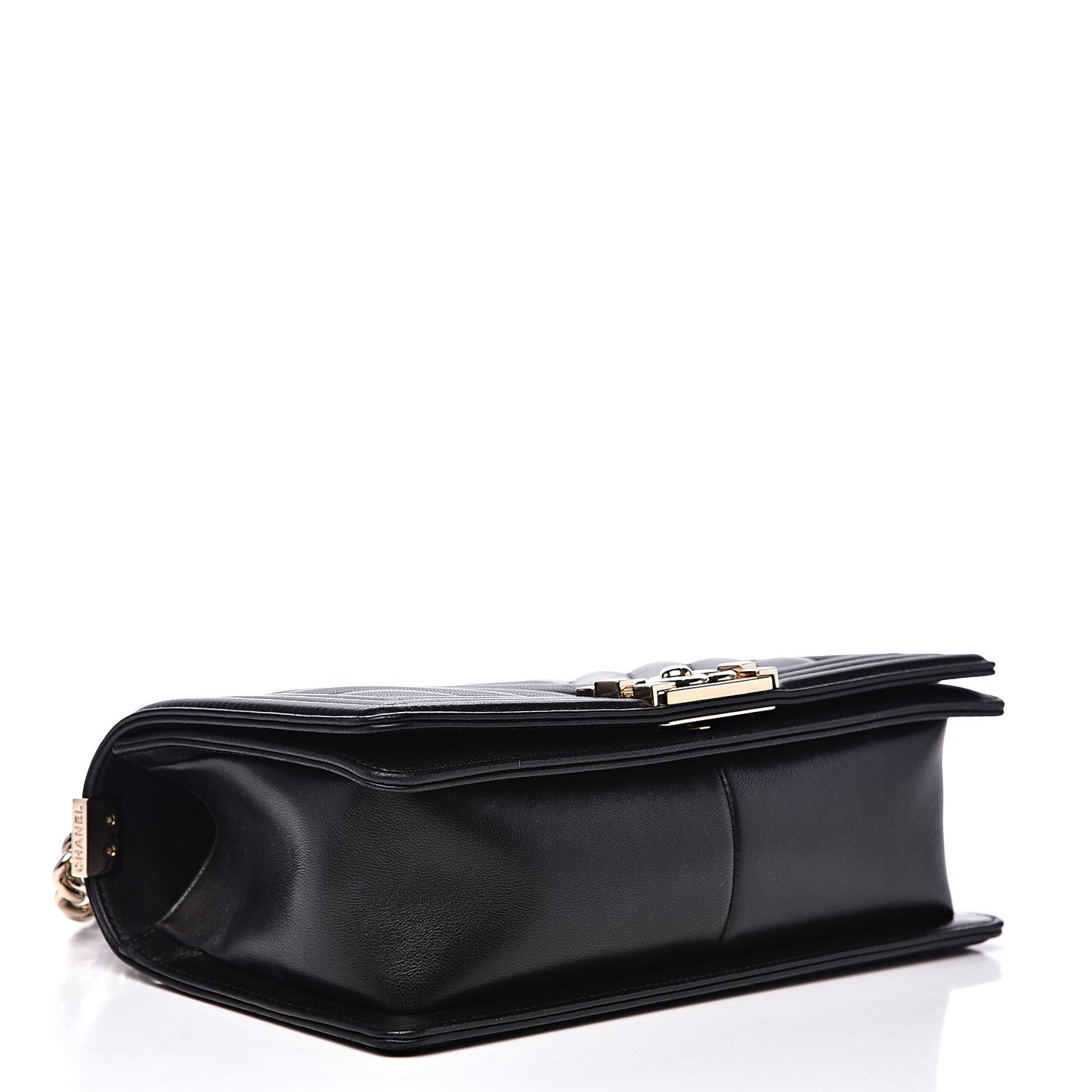 Calfskin Chevron Quilted Medium Boy Flap Black