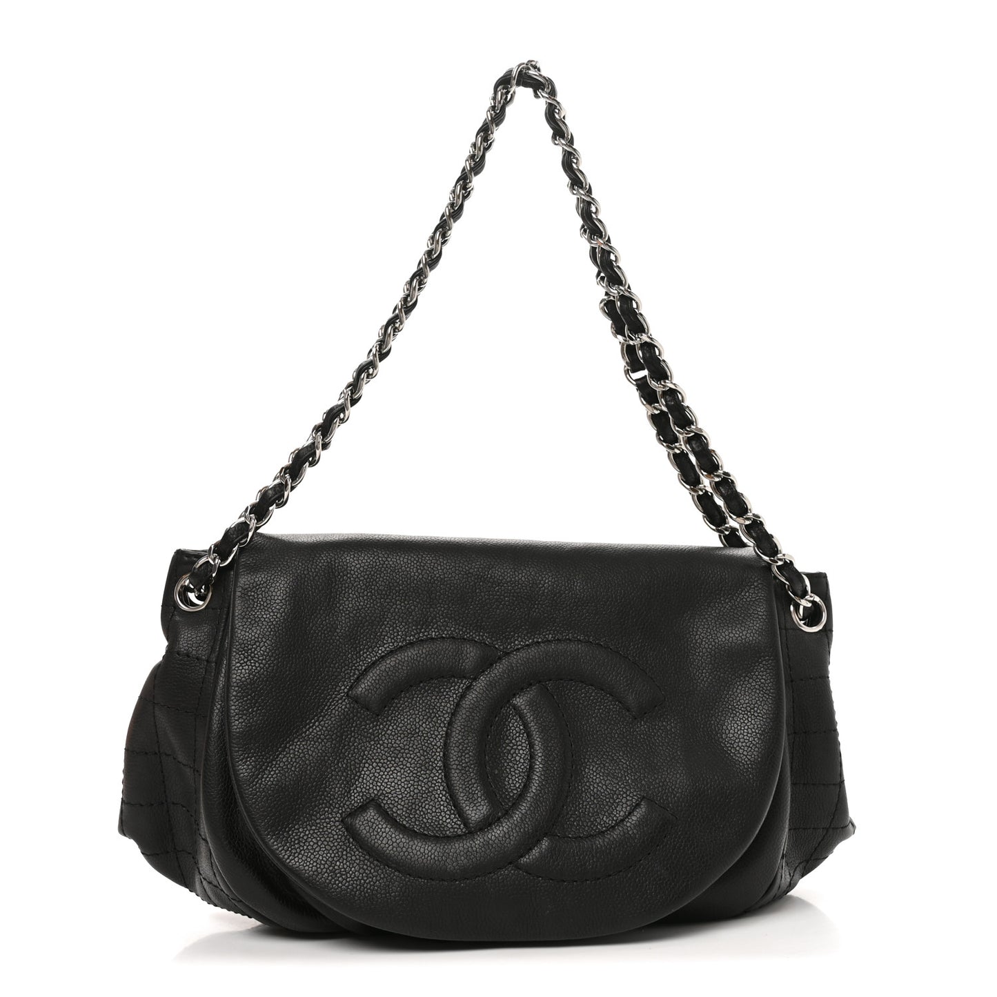 Caviar Half Moon Large Flap Black
