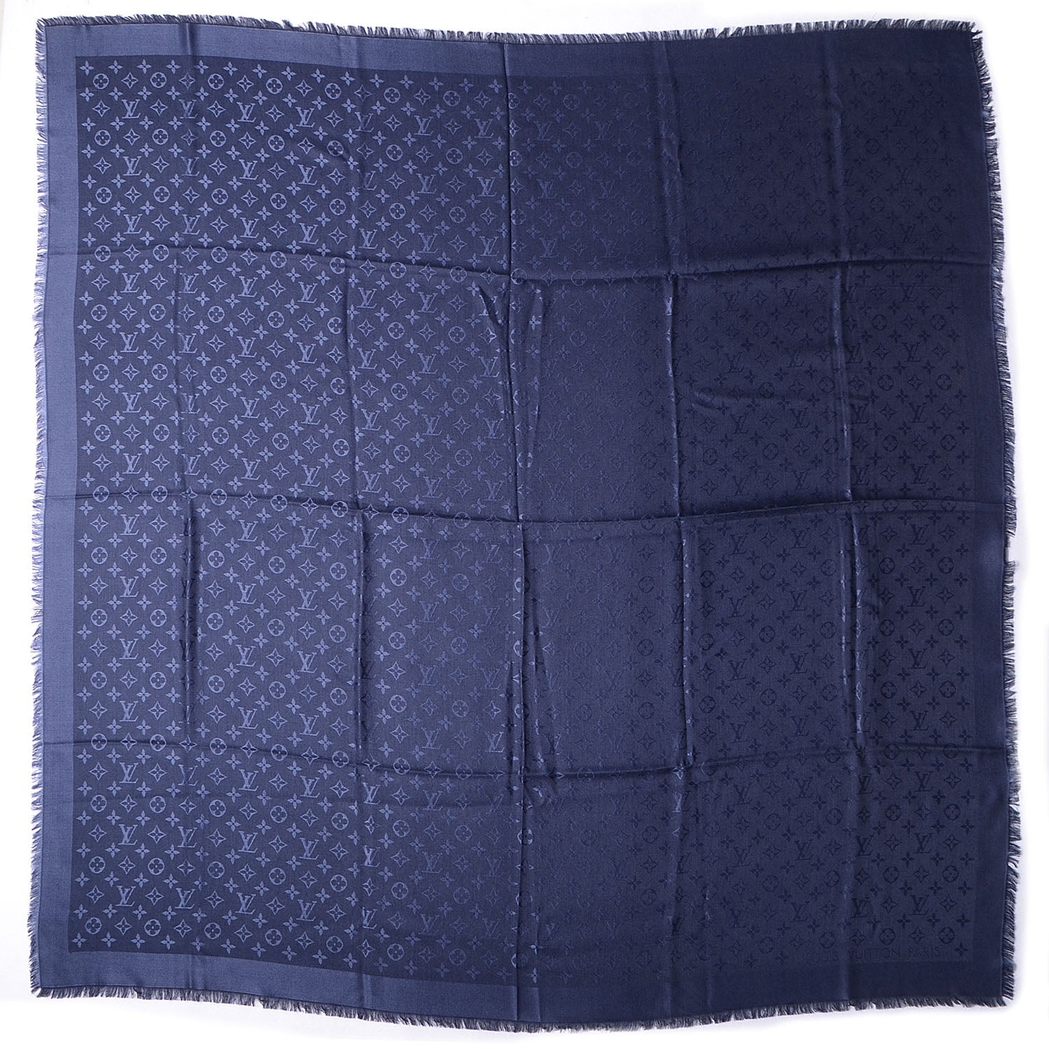 Louis Vuitton Wool Silk Monogram Shawl Blue Nuit 3 of 5