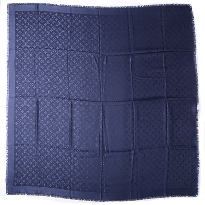 Louis Vuitton Wool Silk Monogram Shawl Blue Nuit 3 of 5