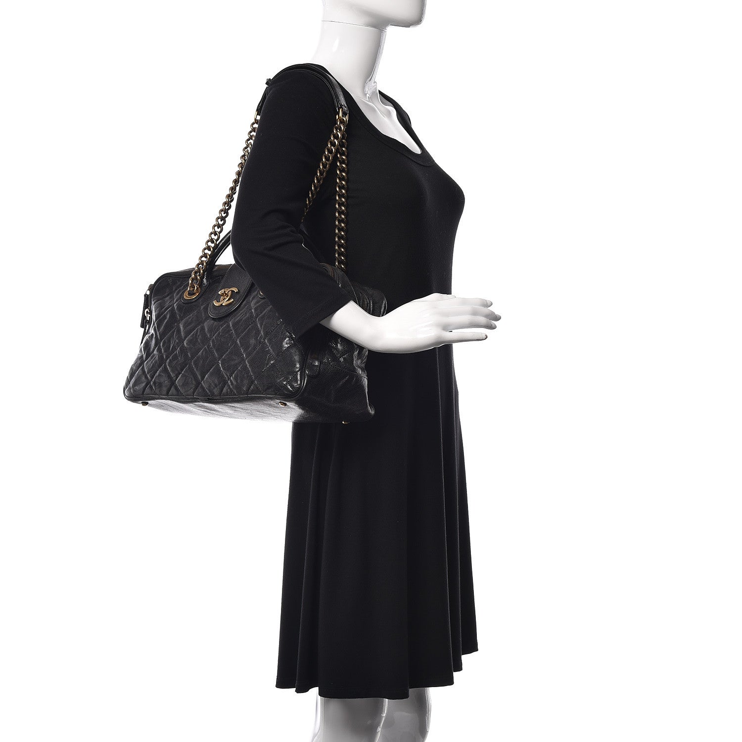 Chanel Crumpled Grained Calfskin Shiva Bowler Black 2 of 14