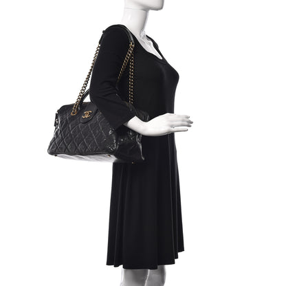 Chanel Crumpled Grained Calfskin Shiva Bowler Black 2 of 14