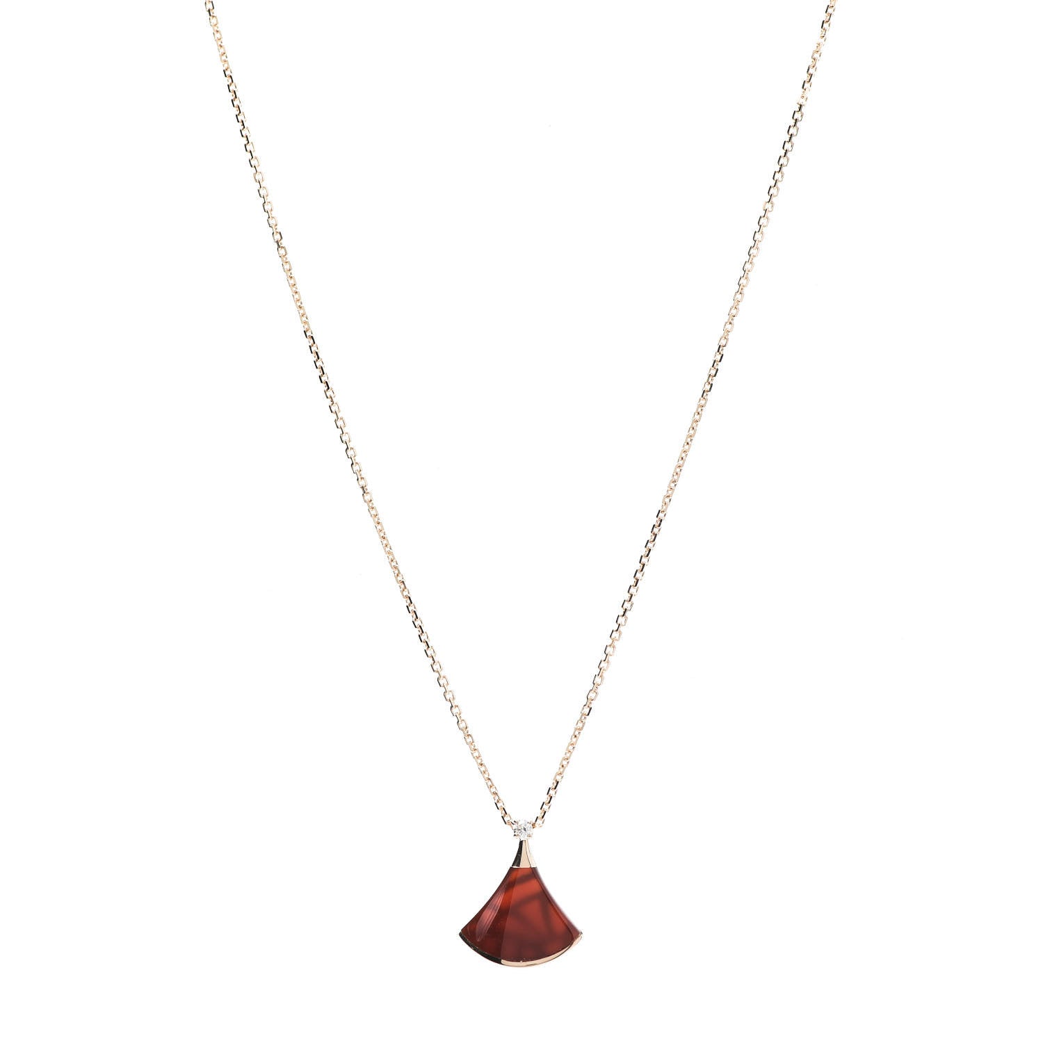 Bulgari 18K Rose Gold Diamond Carnelian Divas' Dream Pendant Necklace 1 of 6