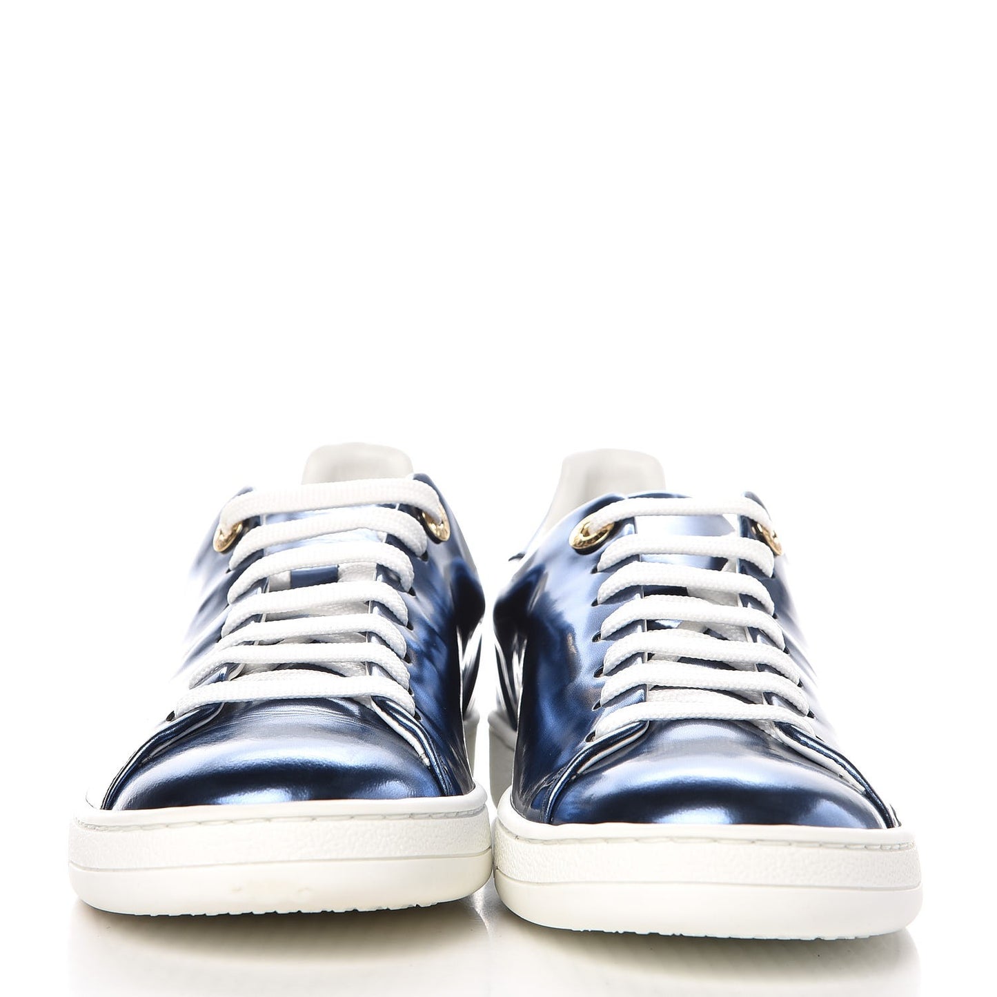 Metallic Calfskin Frontrow Sneakers 36 Blue