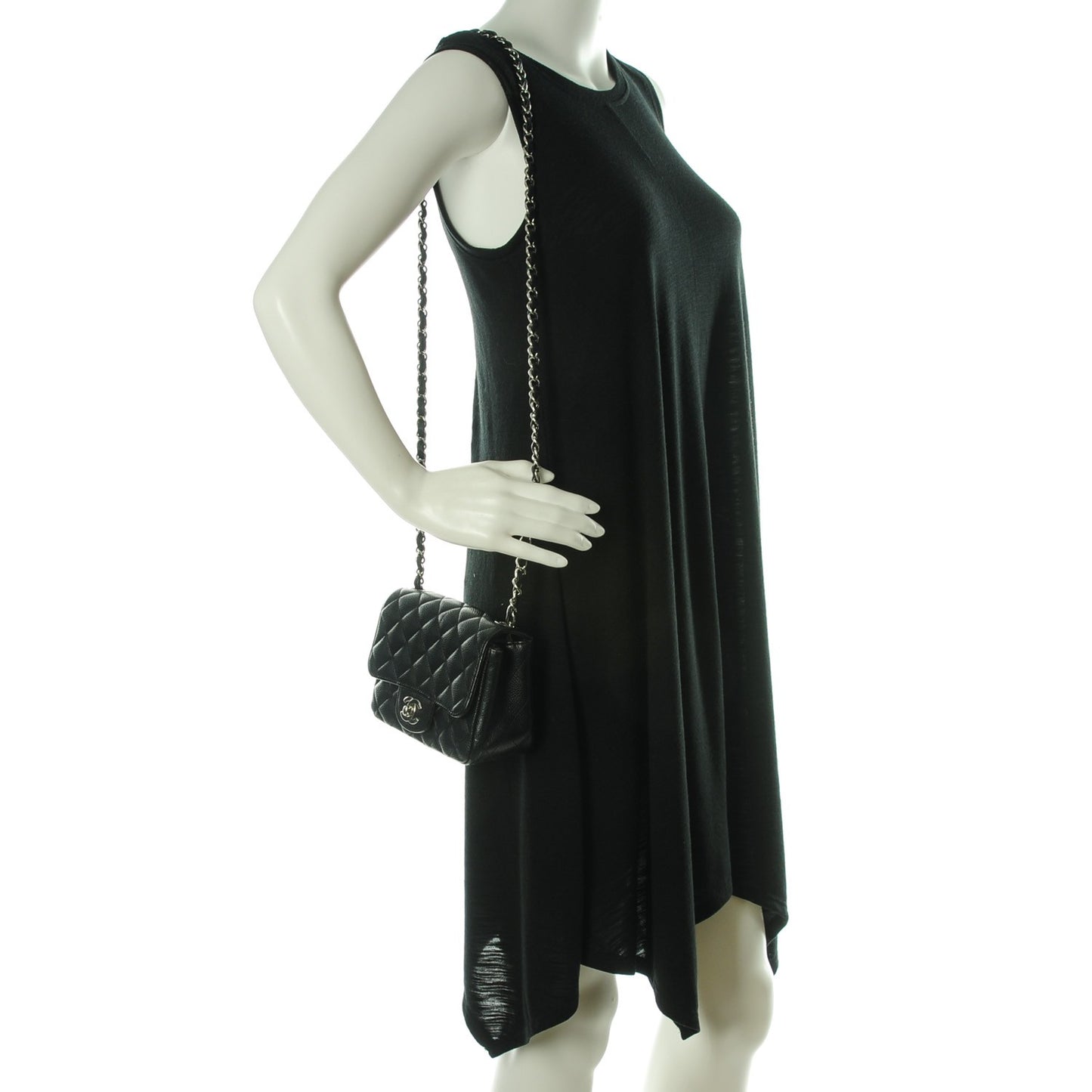 Caviar Quilted Mini Square Flap Black