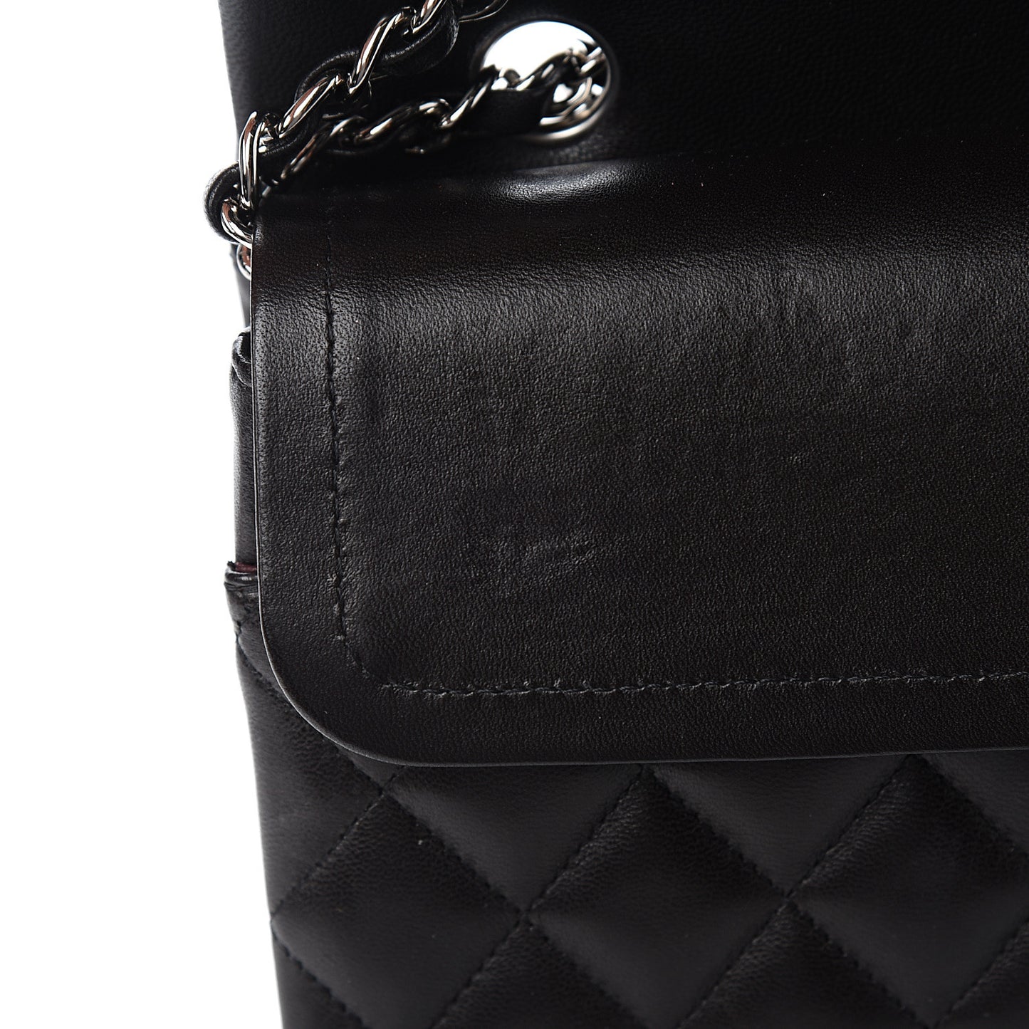 Lambskin Quilted Medium Double Flap Black