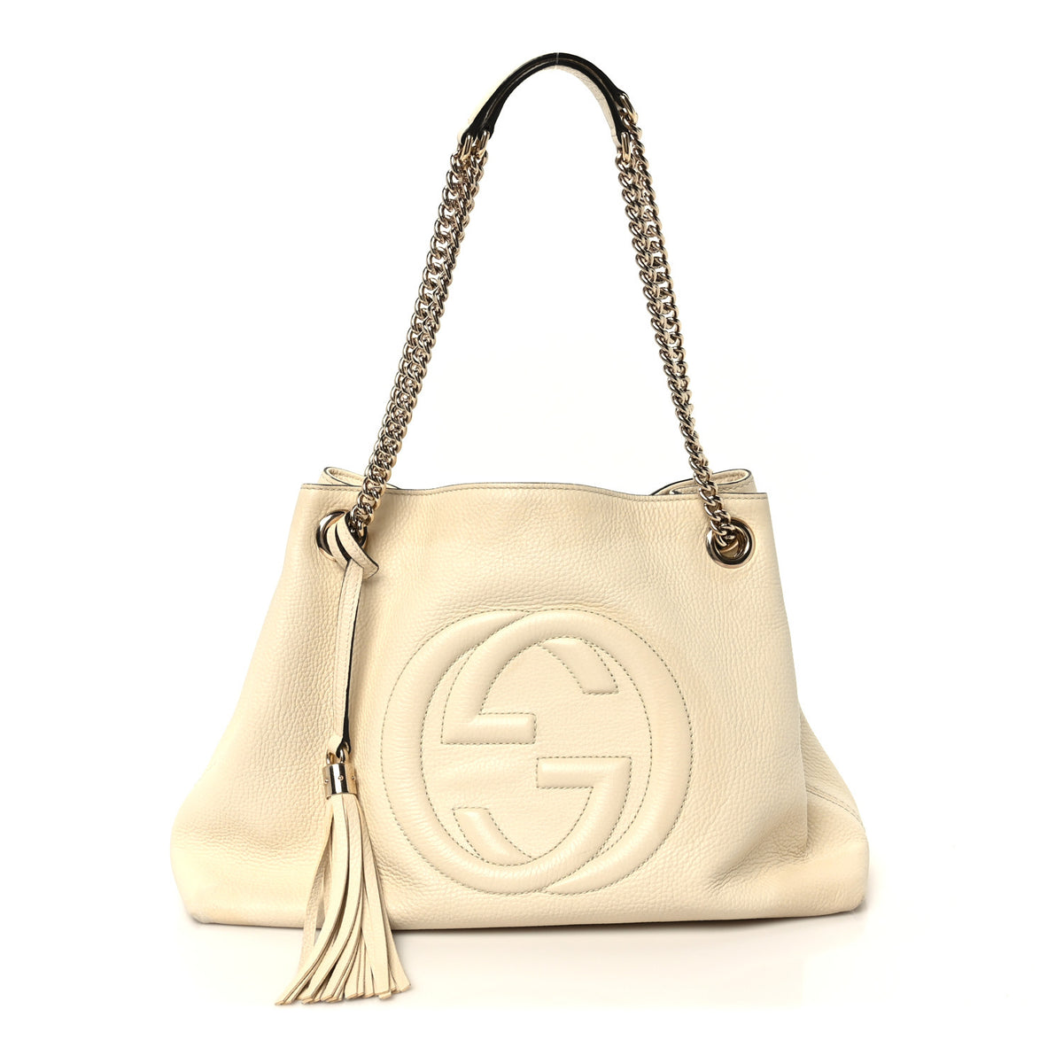 Gucci Pebbled Calfskin Medium Soho Chain Shoulder Bag Off White 1 of 10