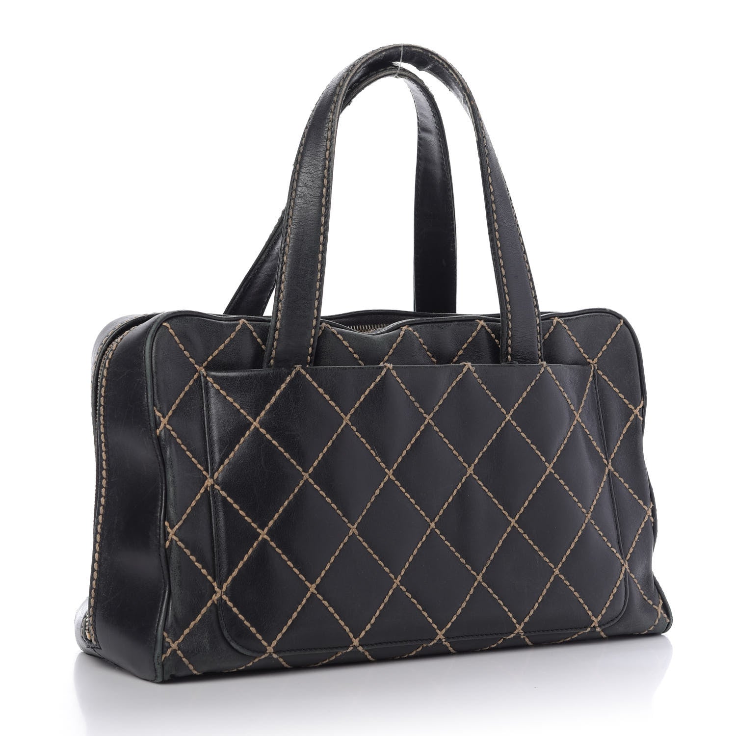 Chanel Calfskin Wild Stitch Top Handle Bag Black 3 of 11