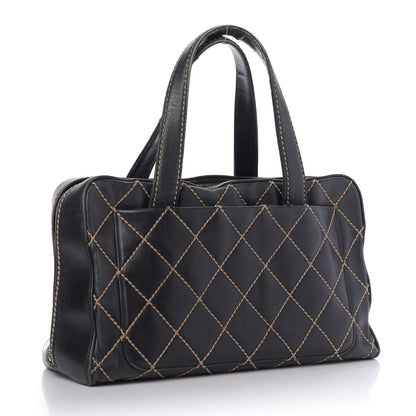 Chanel Calfskin Wild Stitch Top Handle Bag Black 3 of 11