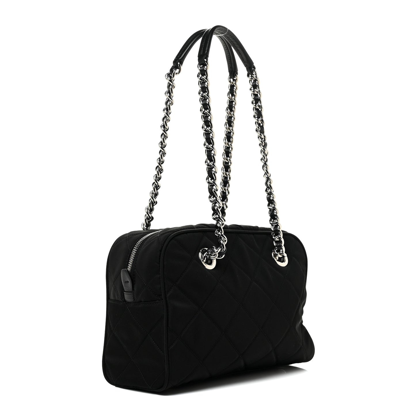 Nylon Tessuto Impuntu Quilted Shoulder Bag Black
