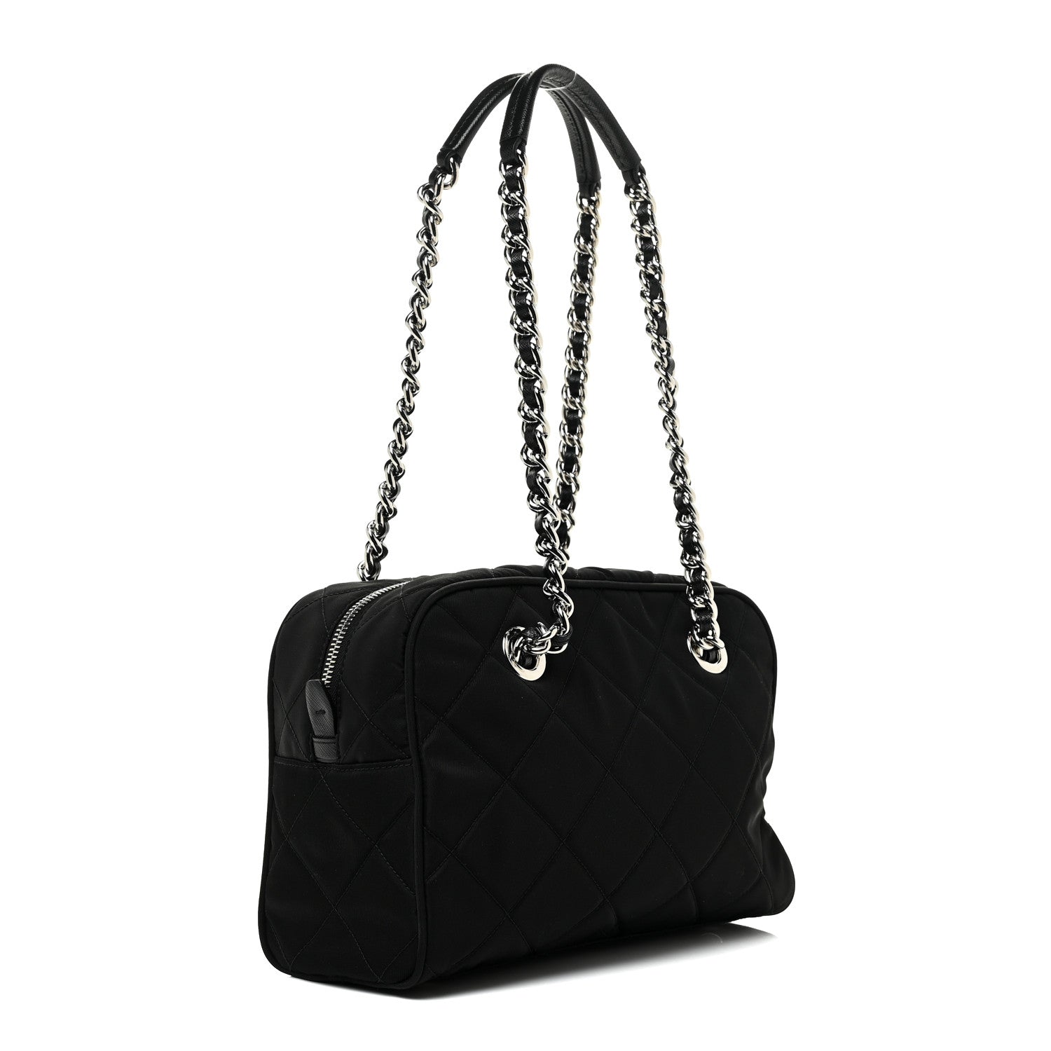 Prada Nylon Tessuto Impuntu Quilted Shoulder Bag Black 3 of 9