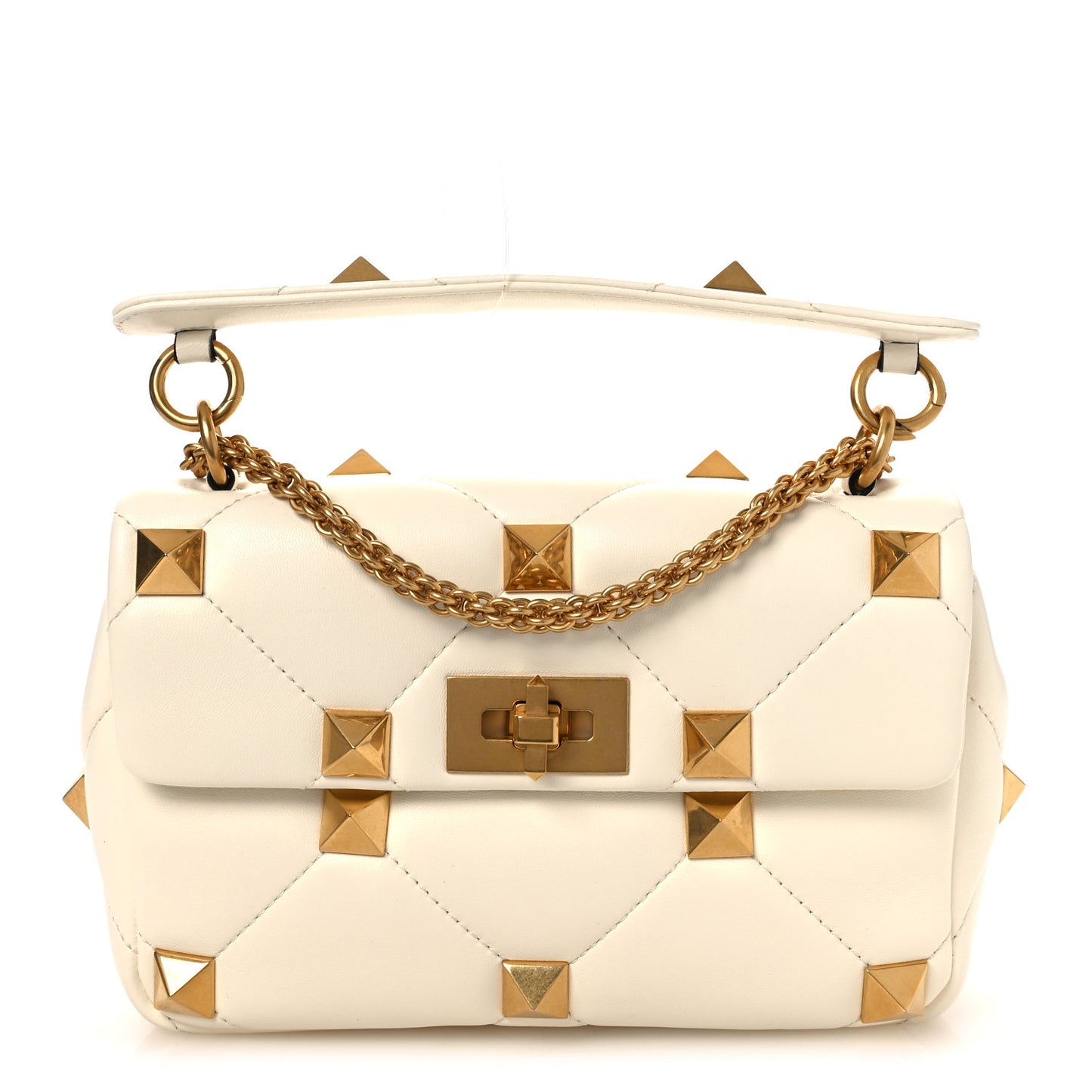 Nappa Medium Roman Stud Shoulder Bag Ivory