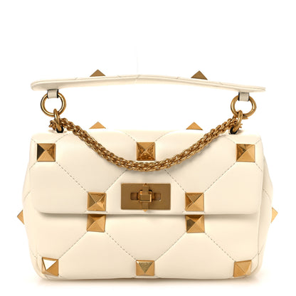 Valentino Garavani Nappa Medium Roman Stud Shoulder Bag Ivory 1 of 10