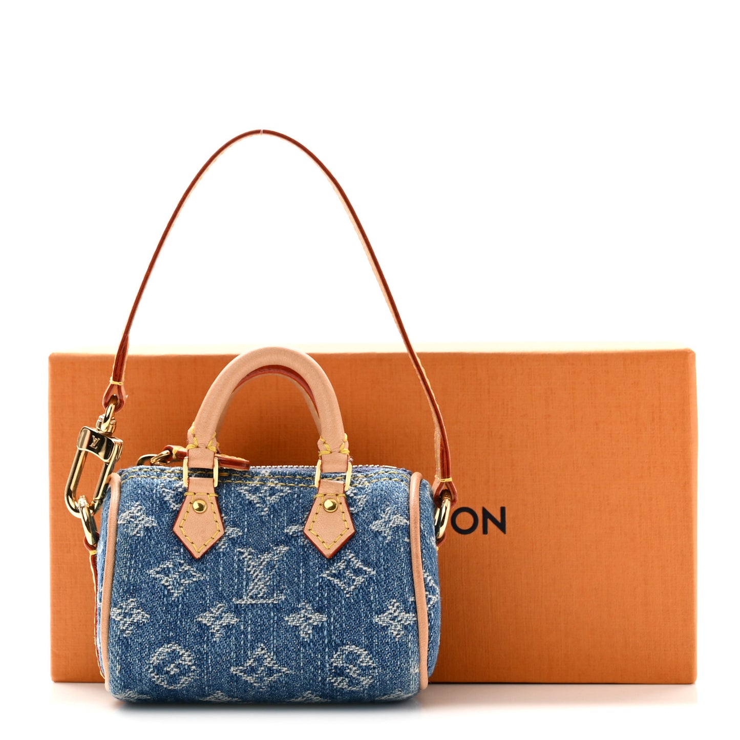Monogram Micro Speedy Bag Charm Denim Sunset Blue