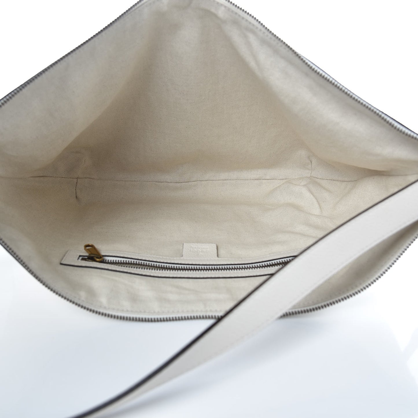 Grained Calfskin Logo Half Moon Hobo White