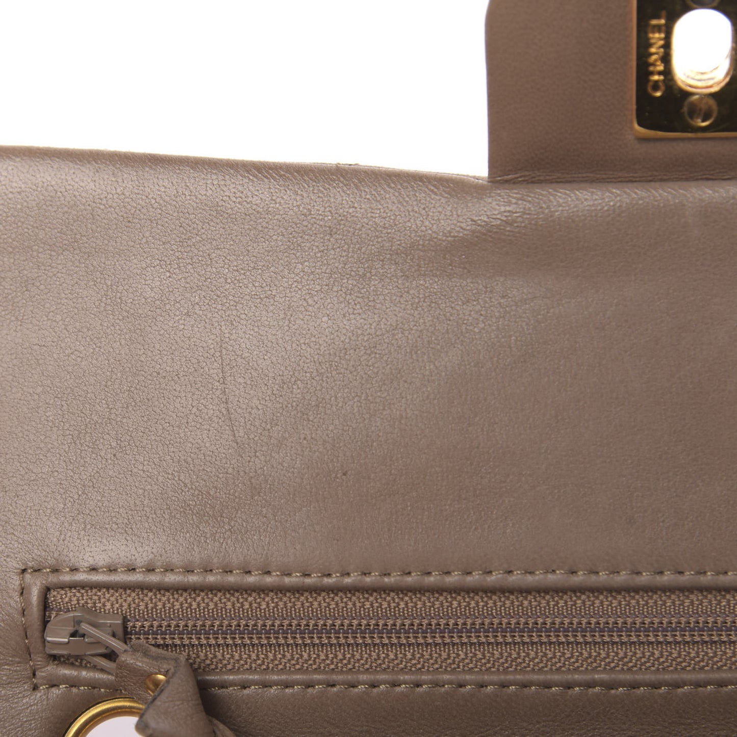 Lambskin Quilted Small Double Flap Beige