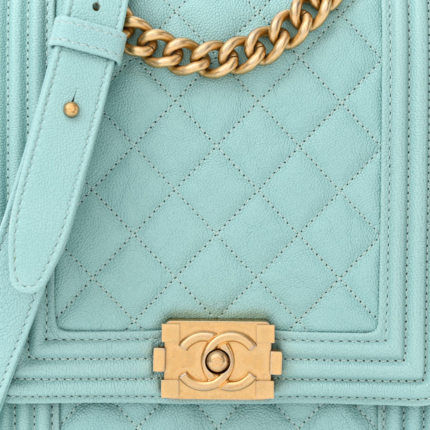 Chanel Caviar Quilted North South Boy Flap Light Blue 8 of 11