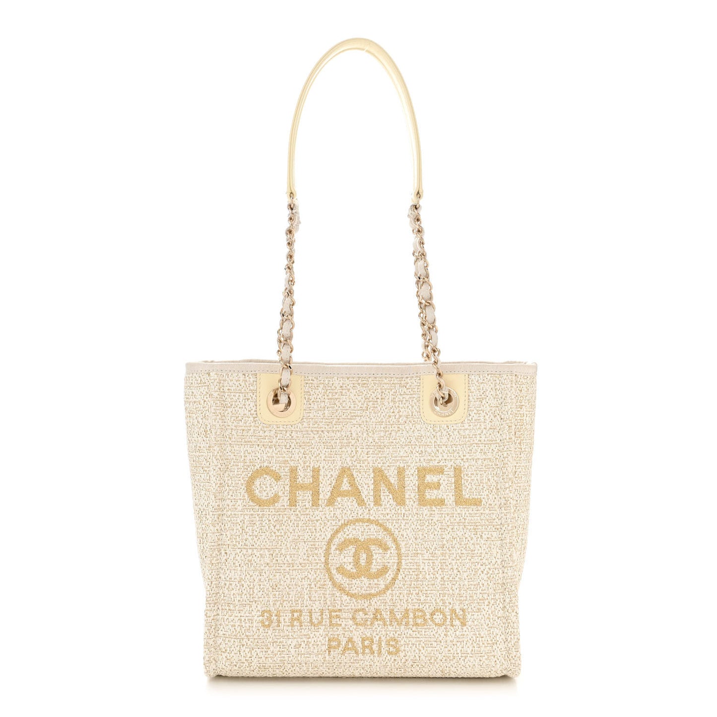 Lurex Boucle Mini Deauville Tote White