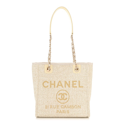 Chanel Lurex Boucle Mini Deauville Tote White 1 of 11