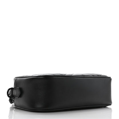 Gucci Calfskin Matelasse Monochrome Small GG Marmont Chain Shoulder Bag Black 4 of 9