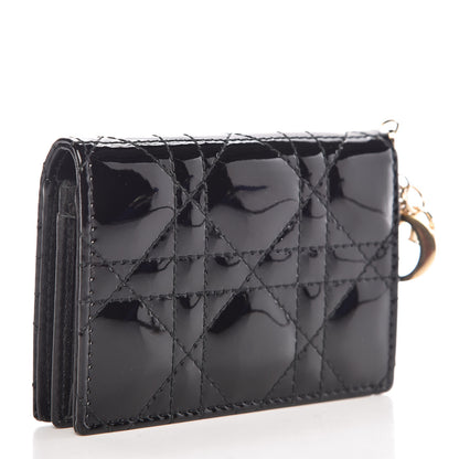 Christian Dior Patent Cannage Small Lady Dior Flap Card Holder Black 3 of 11