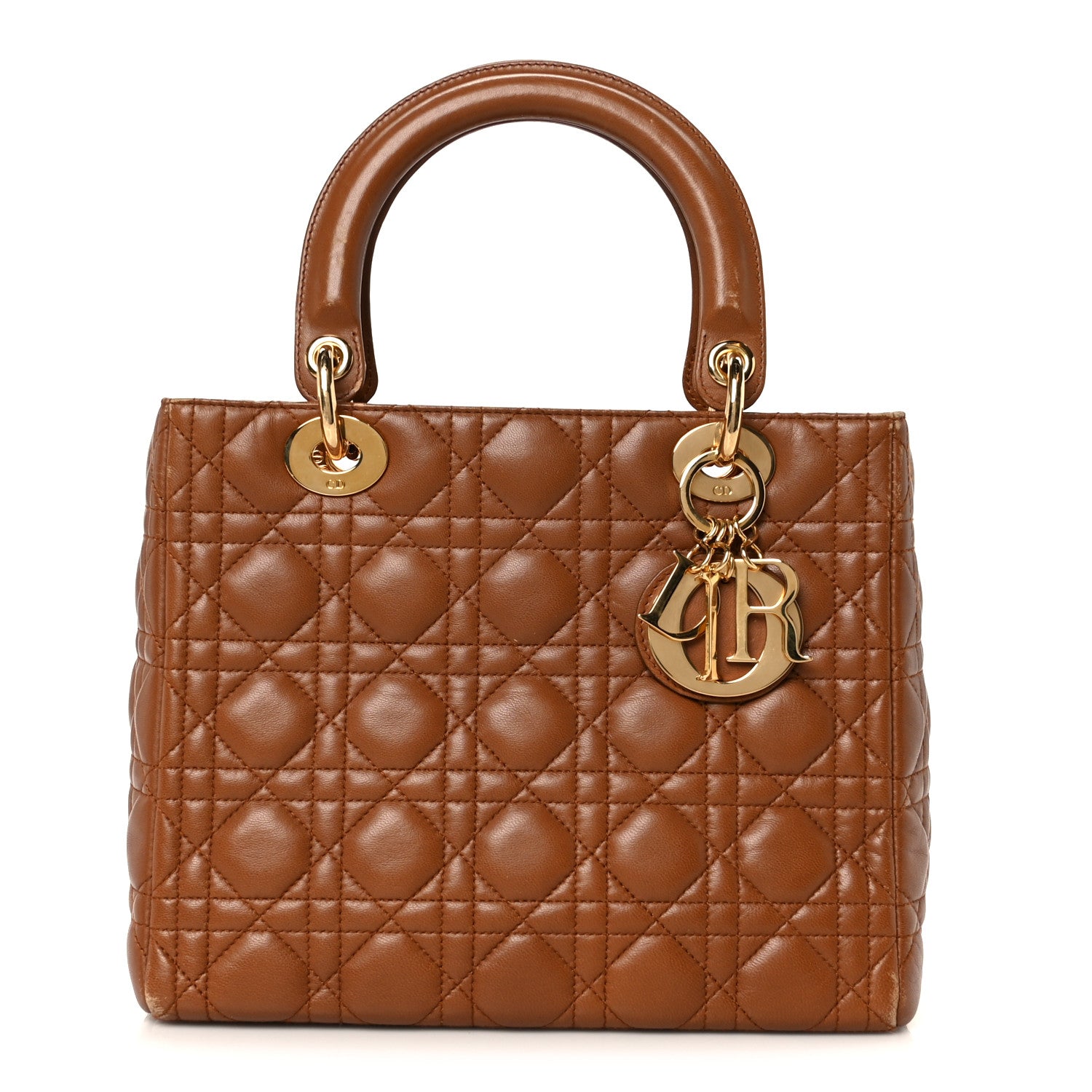 Christian Dior Lambskin Cannage Medium Lady Dior Tan 1 of 12