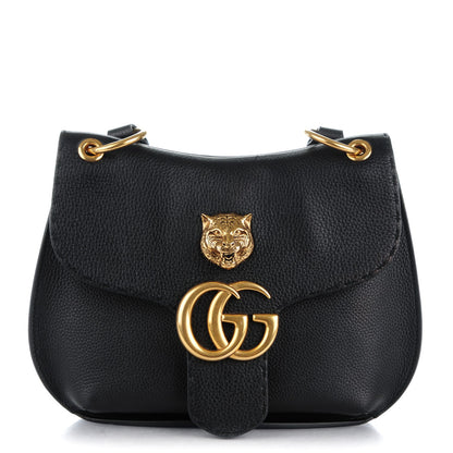 Gucci Cellarius Calfskin Feline GG Marmont Flap Shoulder Bag Black 1 of 7