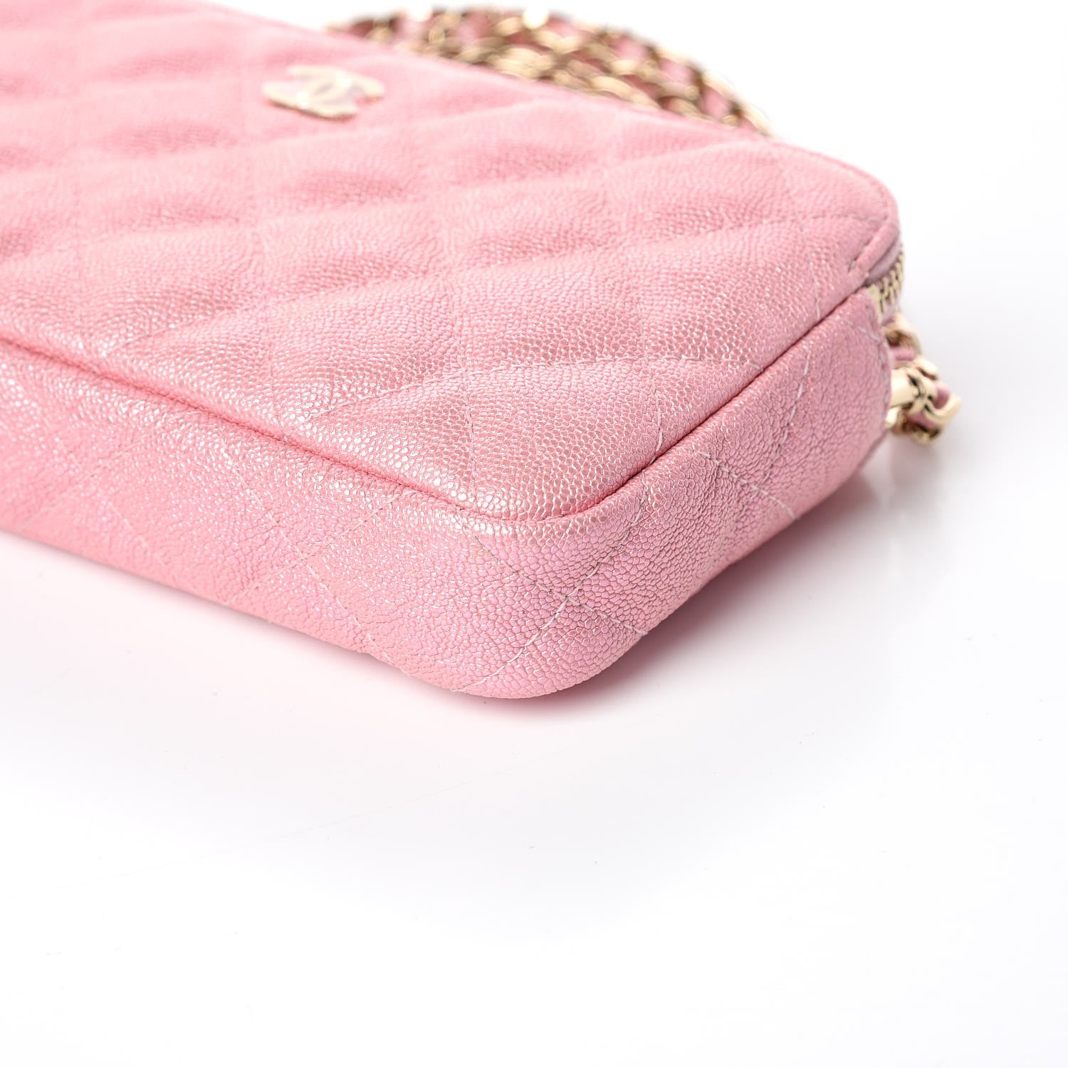 Chanel Iridescent Caviar Quilted Small Clutch With Chain Pink 6 of 13