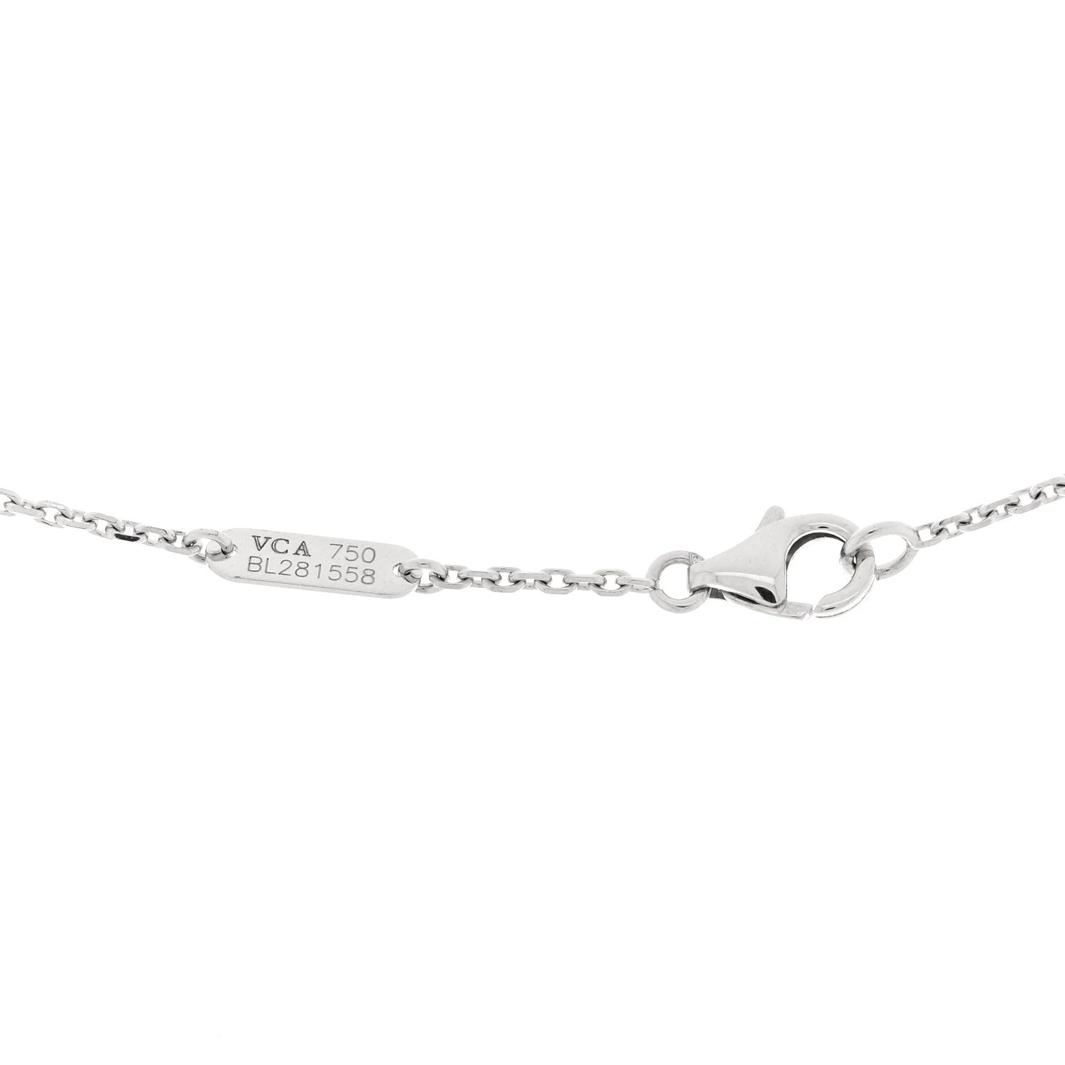 Van Cleef & Arpels 18K White Gold Diamond Mother of Pearl Vintage Alhambra Pendant Necklace 4 of 4