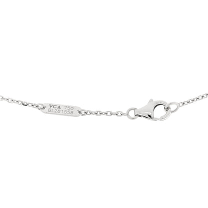 Van Cleef & Arpels 18K White Gold Diamond Mother of Pearl Vintage Alhambra Pendant Necklace 4 of 4