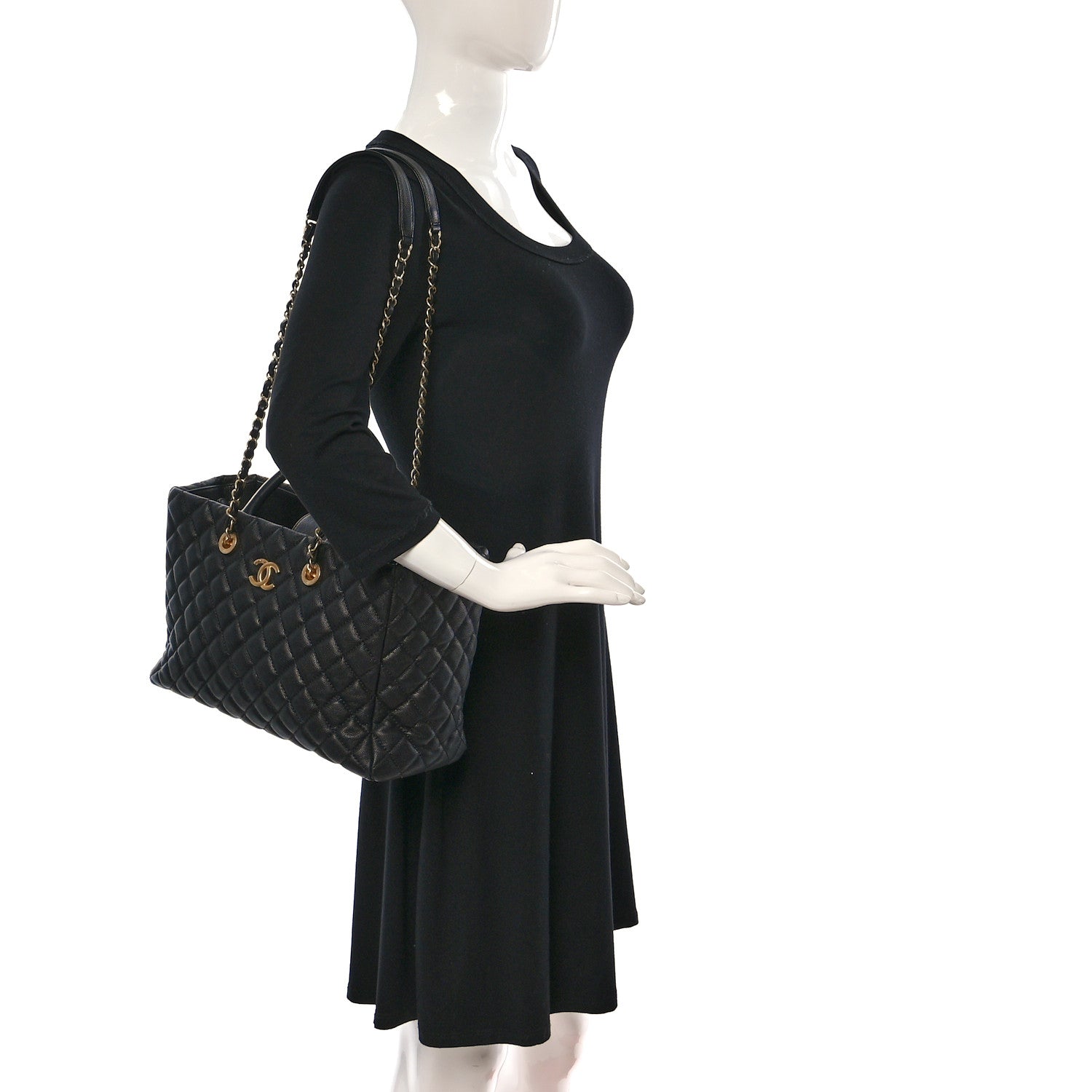 Chanel Caviar Quilted Coco Handle Shopping Tote Black 2 of 13